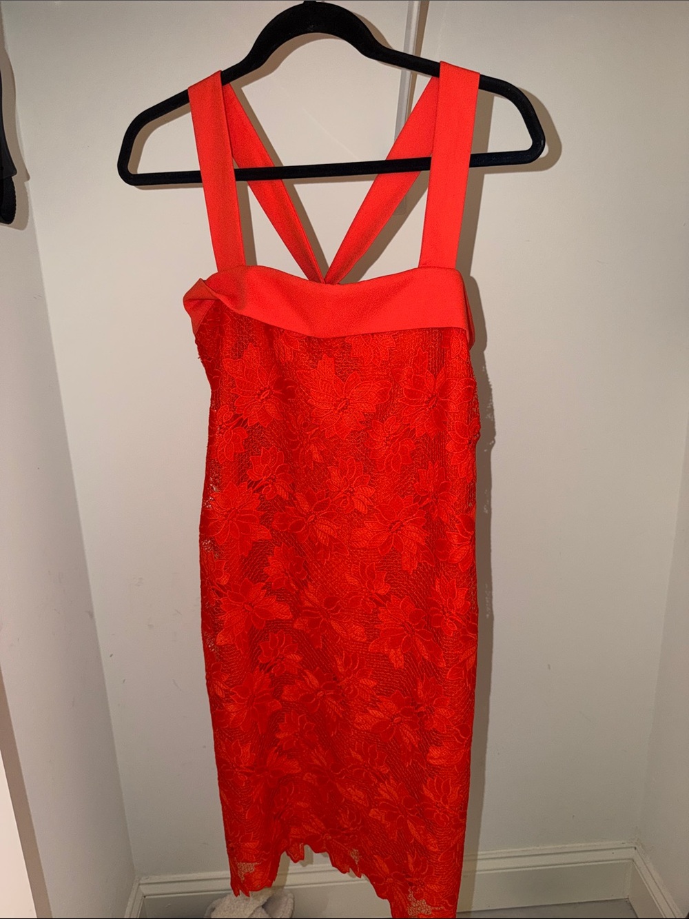 Banana Republic Red Lace Sheath Dress with Wide Straps